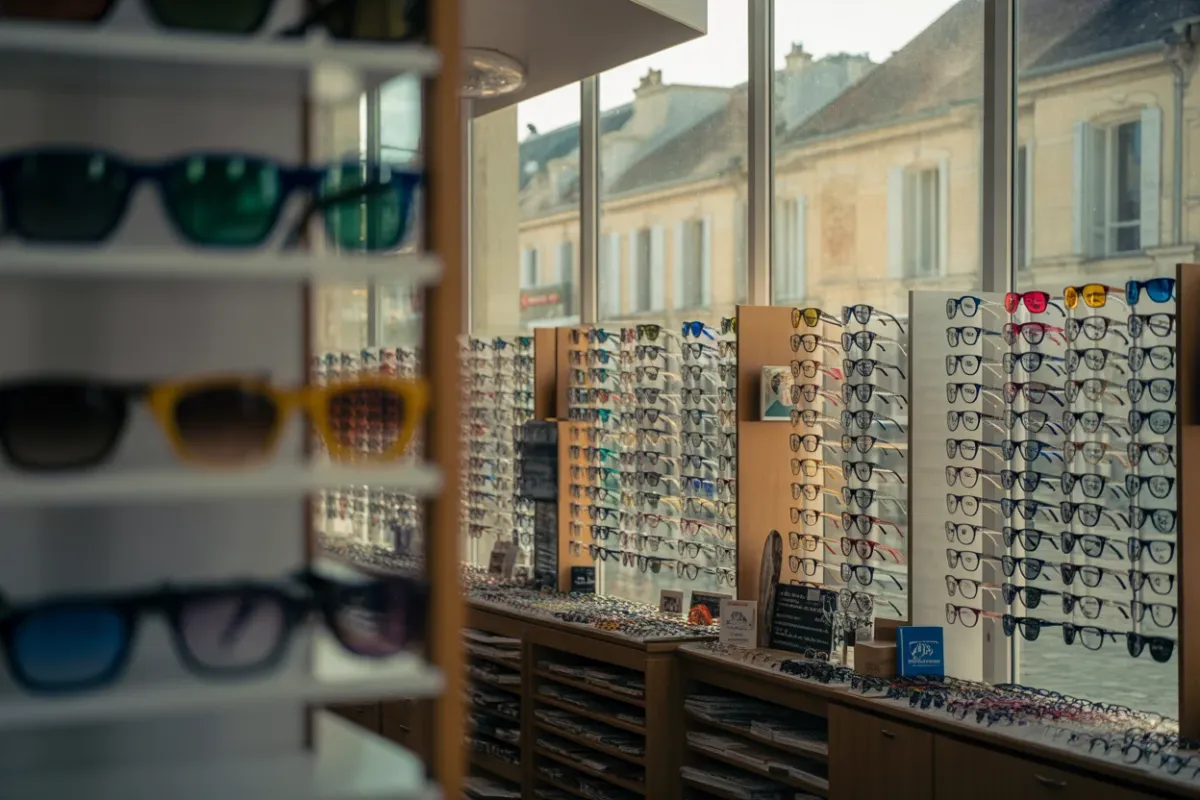 Showroom Magic Glass avec collection de lunettes colorées